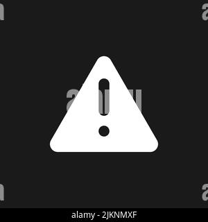 Triangle shaped caution sign dark mode glyph ui icon Stock Vector