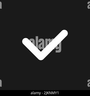 Check mark dark mode glyph ui icon Stock Vector