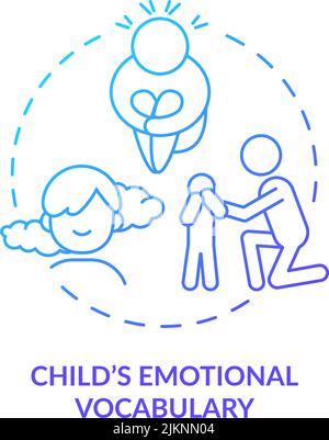 Child emotional vocabulary blue gradient concept icon Stock Vector