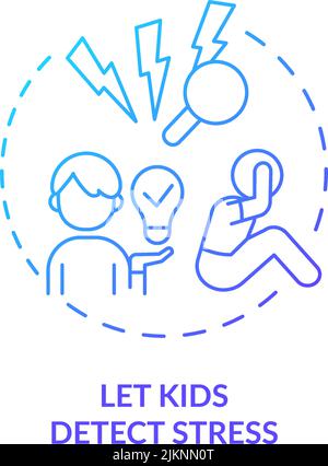 Let kids detect stress blue gradient concept icon Stock Vector