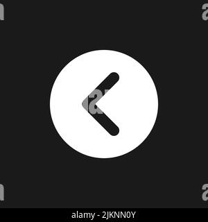 Arrow left button dark mode glyph ui icon Stock Vector
