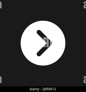 Arrow right button dark mode glyph ui icon Stock Vector