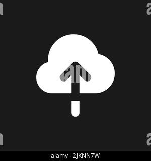 Upload to cloud dark mode glyph ui icon Stock Vector
