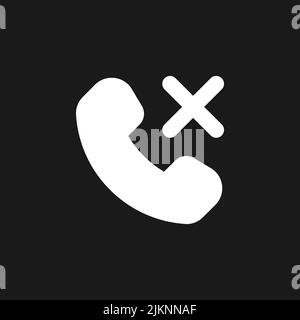 Decline phone call dark mode glyph ui icon Stock Vector