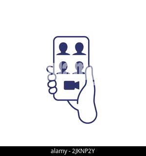 video call icon with a smart phone Stock Vector