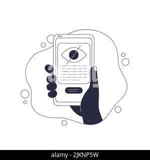 hidden or invisible content, phone in hand, vector Stock Vector