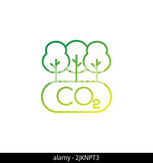 carbon offset and reducing co2 gas line icon Stock Vector