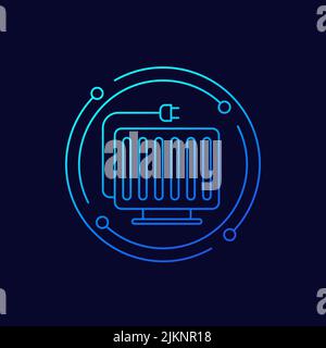 heater or electric radiator line icon Stock Vector
