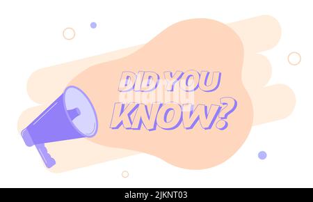 Megaphone with did you know speech bubble. Loudspeaker. Banner for business, marketing and advertising. Vector illustration Stock Vector