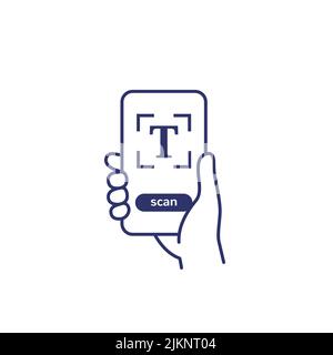 text scan icon with a smart phone Stock Vector