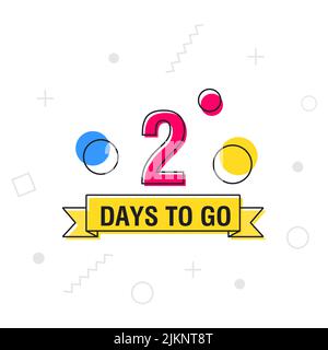 2 days to go last countdown icon on geometric memphis style. Vector Stock Vector