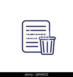 document and trash bin line icon, vector Stock Vector