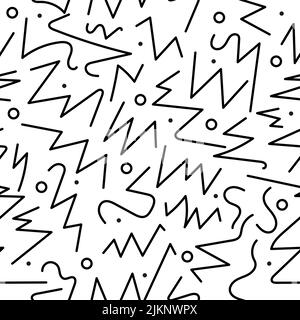 Rounded lines pattern memphis lines seamless texture Stock Vector