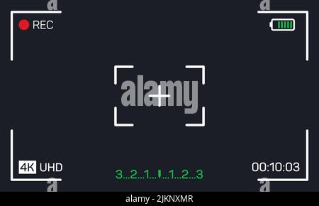 Camera frame viewfinder. Video recording screen. Photo camera viewfinders. Modern focusing screen. Vector illustration Stock Vector