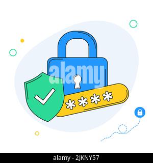 Pin code password protection concept illustration flat design. Login verification. Vector illustration Stock Vector