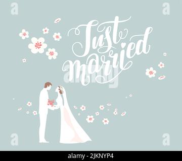 couple wedding day flowers in heart love vector illustration drawing ...