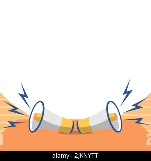 A pair of megaphones with sound waves on a white background Stock Vector