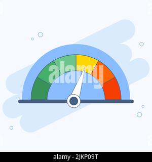 Flat design icon of speedometer on colourful rounded background Stock Vector