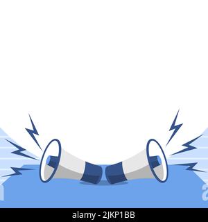 A pair of megaphones with sound waves on a white background Stock Vector