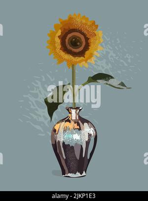 Sunflower in vase Stock Vector Image & Art - Alamy