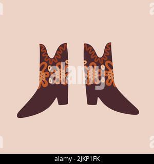 Boho cowboy boots Stock Vector