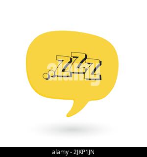 Sleep icon. Sleepy zzz yellow talk bubble icon. Sleep, dream, relax, rest, insomnia. Vector Stock Vector