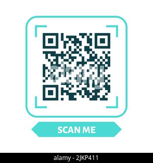 Scan me QR code design. QR code for payment, text transfer with scan me button. Vector illustration isolated in white background Stock Vector