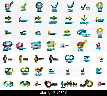 Large corporate company logo collection. Universal icon set for various ideas. Vector illustration Stock Vector