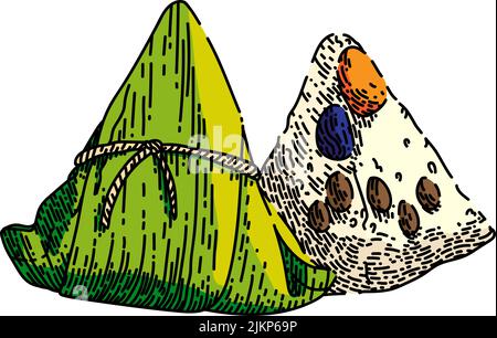 rice dumpling sketch hand drawn vector Stock Vector