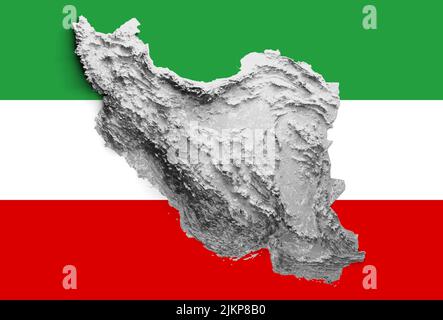 Iran Map realistic Iran 3d map Color texture and Rivers 3d illustration Stock Photo