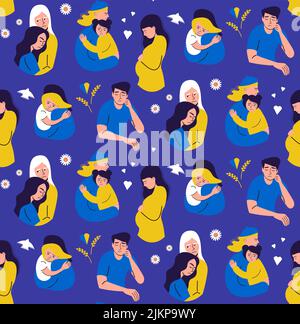 Ukraine people pattern seamless in flat style Stock Vector