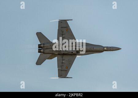 Classic war army air plane in the sky. EF-18A Hornet C 15-28 Stock Photo