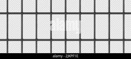 Gold cage, jail with golden metal bars. Realistic prison fence, grates, metallic rods. Criminal grid pattern, jailhouse or birdcage isolated on transp Stock Vector