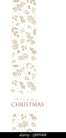 Cute hand drawn horizontal seamless pattern with fir branches and hanging decoration, great for christmas banners, wallpapers, wrapping, textiles - ve Stock Vector