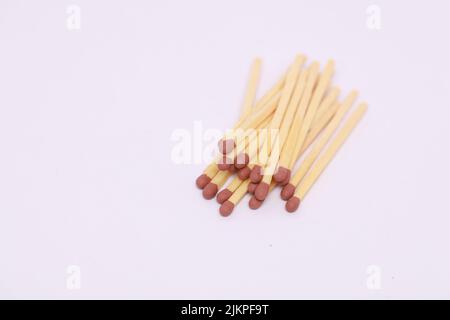 A closeup of match sticks isolated on a white background with copyspace Stock Photo