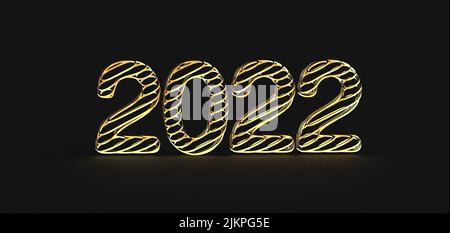 A golden typography design of 2022 with 3d style Stock Photo