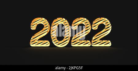 A golden typography design of 2022 with 3d style Stock Photo