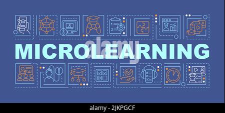 Micro learning word concepts dark blue banner Stock Vector