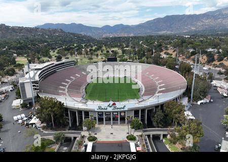 A general overall aerial view of the Rose Bowl stadium with ...