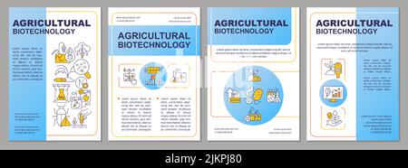 Agricultural biotechnology blue brochure template Stock Vector