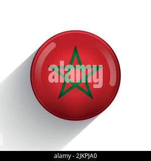 Glass light ball with flag of Morocco. Round sphere, template icon. Moroccan national symbol. Glossy realistic ball, 3D abstract vector illustration Stock Vector