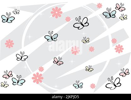 cute background with butterflies in a flower garden Stock Vector Image ...