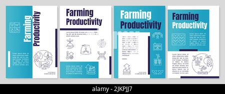 Farming productivity blue brochure template Stock Vector