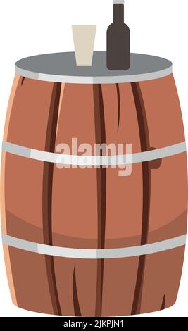 Bar table of old barrel semi flat color vector object Stock Vector