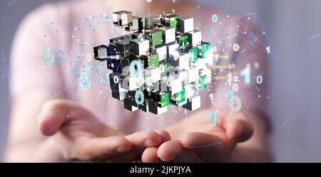 data Internet infrastructure concept. Abstract technology background. 3D rendering. Stock Photo