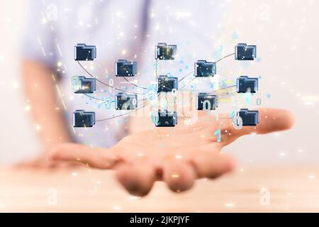 Cloud computing concept.Abstract cloud connection technology background. Stock Photo