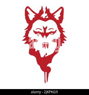 Wolf redhead emblem isolated vector illustration. Creative template design. Logo design. Danger symbol. Concept art. Stock Vector