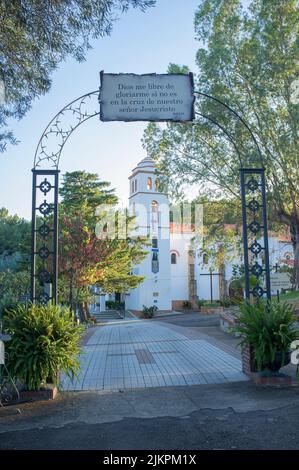La Codosera, Spain - August 21th, 2021: Sanctuary of Our Lady of Chandavila. Entry arch Stock Photo