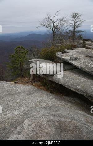 The close-up shot of stone rocky surface in the mountain hill Stock Photo