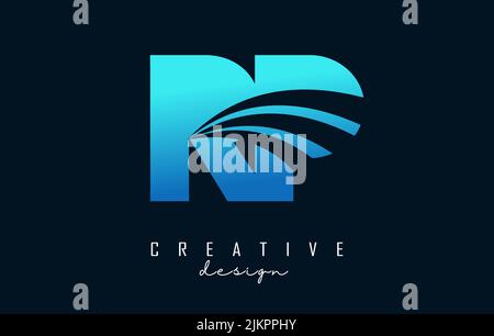 Creative blue letter RP R P logo with leading lines and road concept design. Letters with geometric design. Vector Illustration with letter and creati Stock Vector